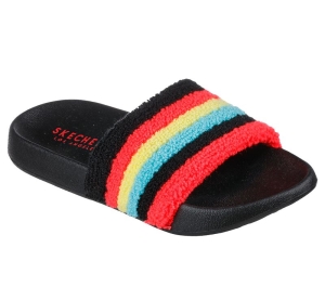 Dívčí Sandály Skechers Sunny Slides - Stripe Brights Černé Viacfarebný | CZ.310992LBKMT